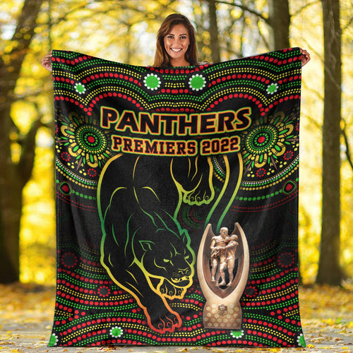 penrith-panthers-rugby-premium-blanket-black-crouching-panther-premiers-2022