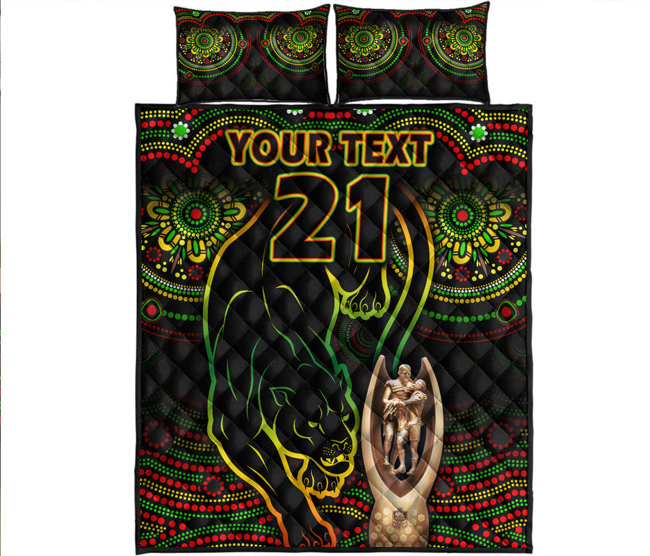 custom-personalised-penrith-panthers-rugby-quilt-bed-set-black-crouching-panther-premiers-2022