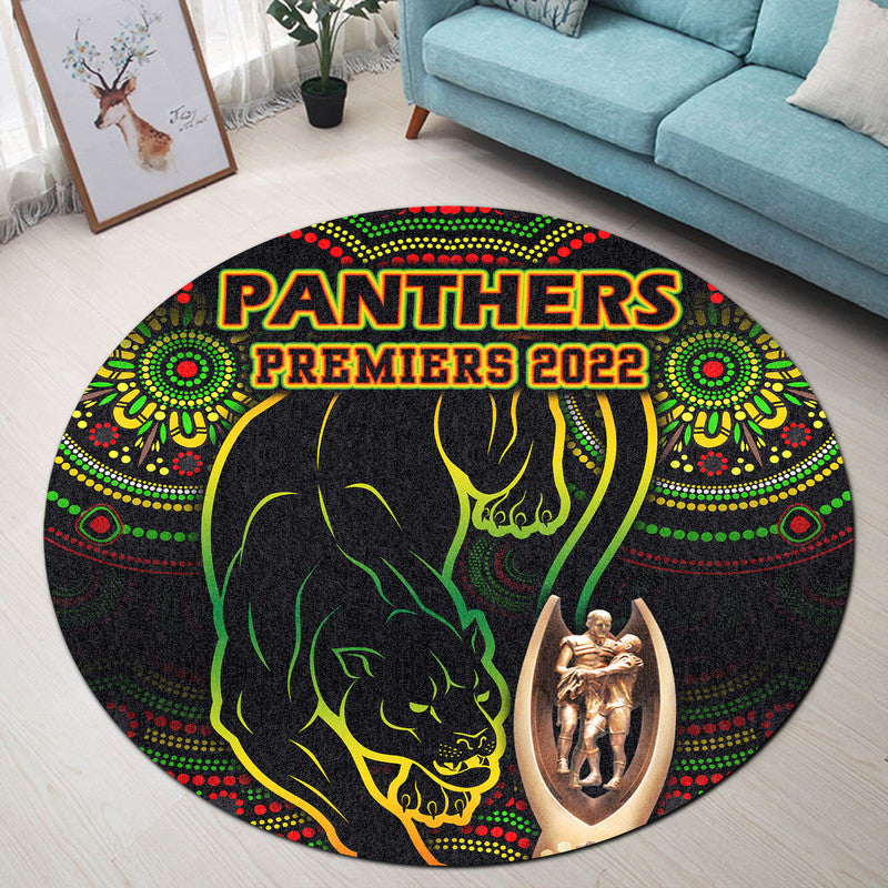 penrith-panthers-rugby-round-carpet-black-crouching-panther-premiers-2022