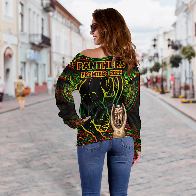 penrith-panthers-rugby-women-off-shoulder-sweater-black-crouching-panther-premiers-2022