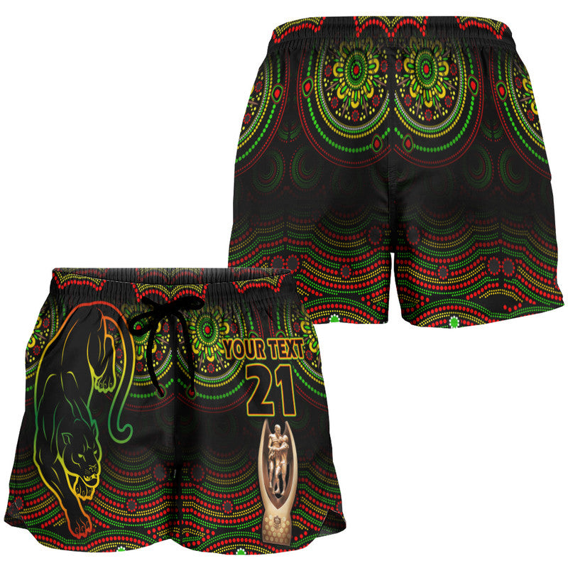custom-personalised-penrith-panthers-rugby-women-short-black-crouching-panther-premiers-2022