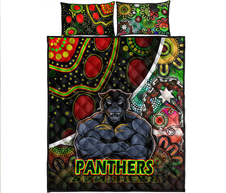 penrith-panthers-quilt-bed-set-strong-panthers-legend-with-special-aboriginal-style