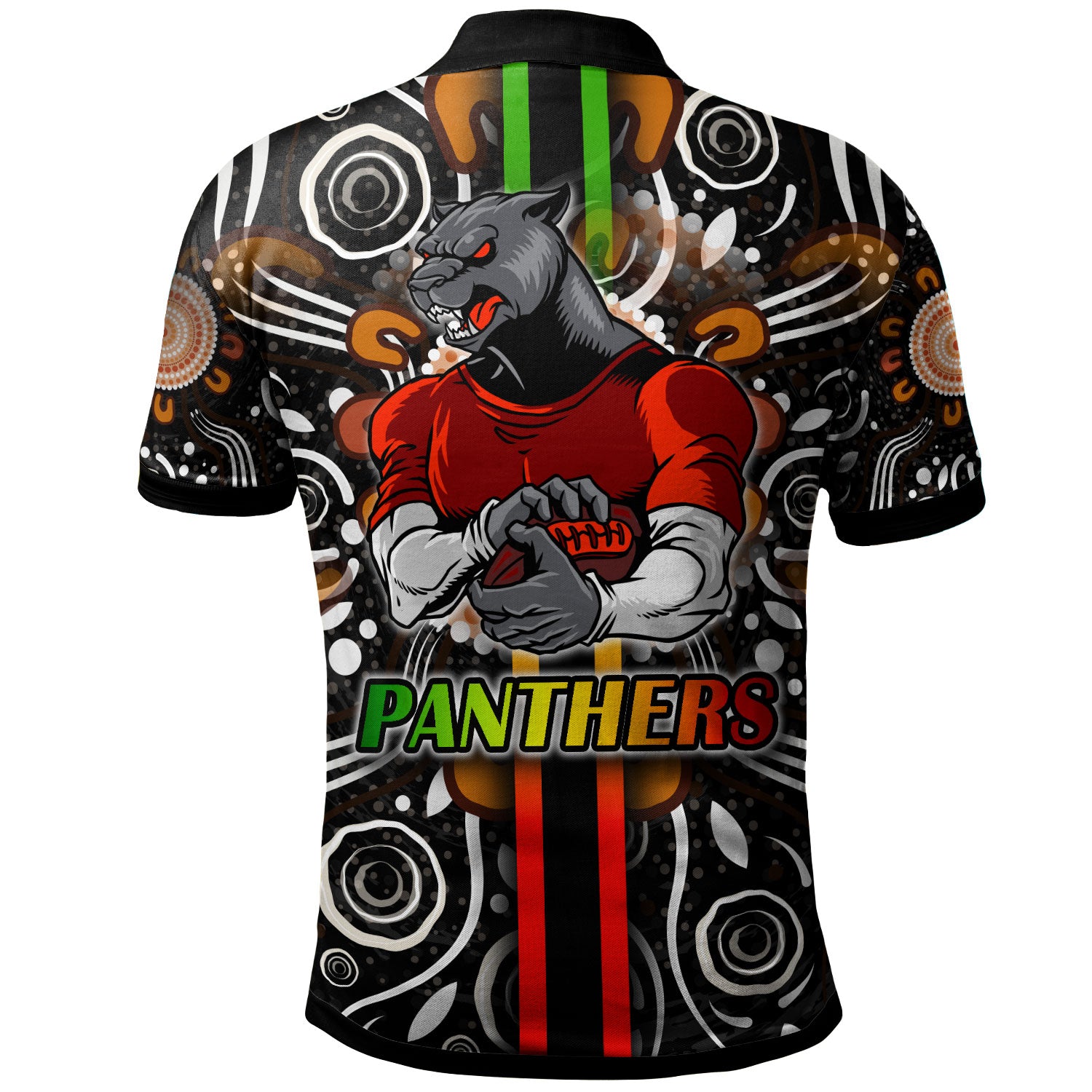 panthers-rugby-polo-shirt-custom-panthers-rugby-ball-aboriginal-indigenous-sport-style-polo-shirt