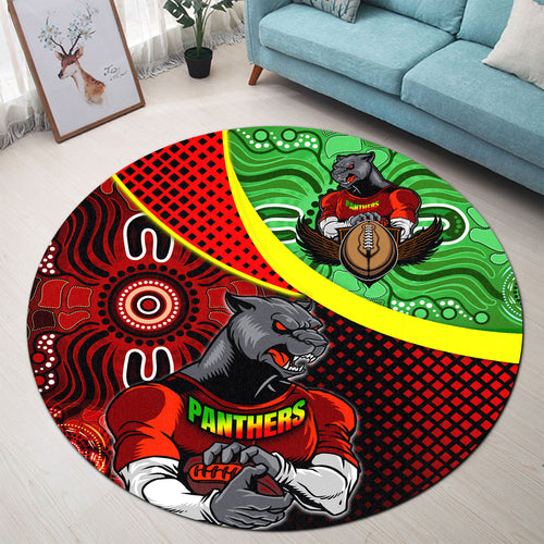 panthers-rugby-round-rug-custom-panthers-keep-fighting-aboriginal-patterns-round-rug