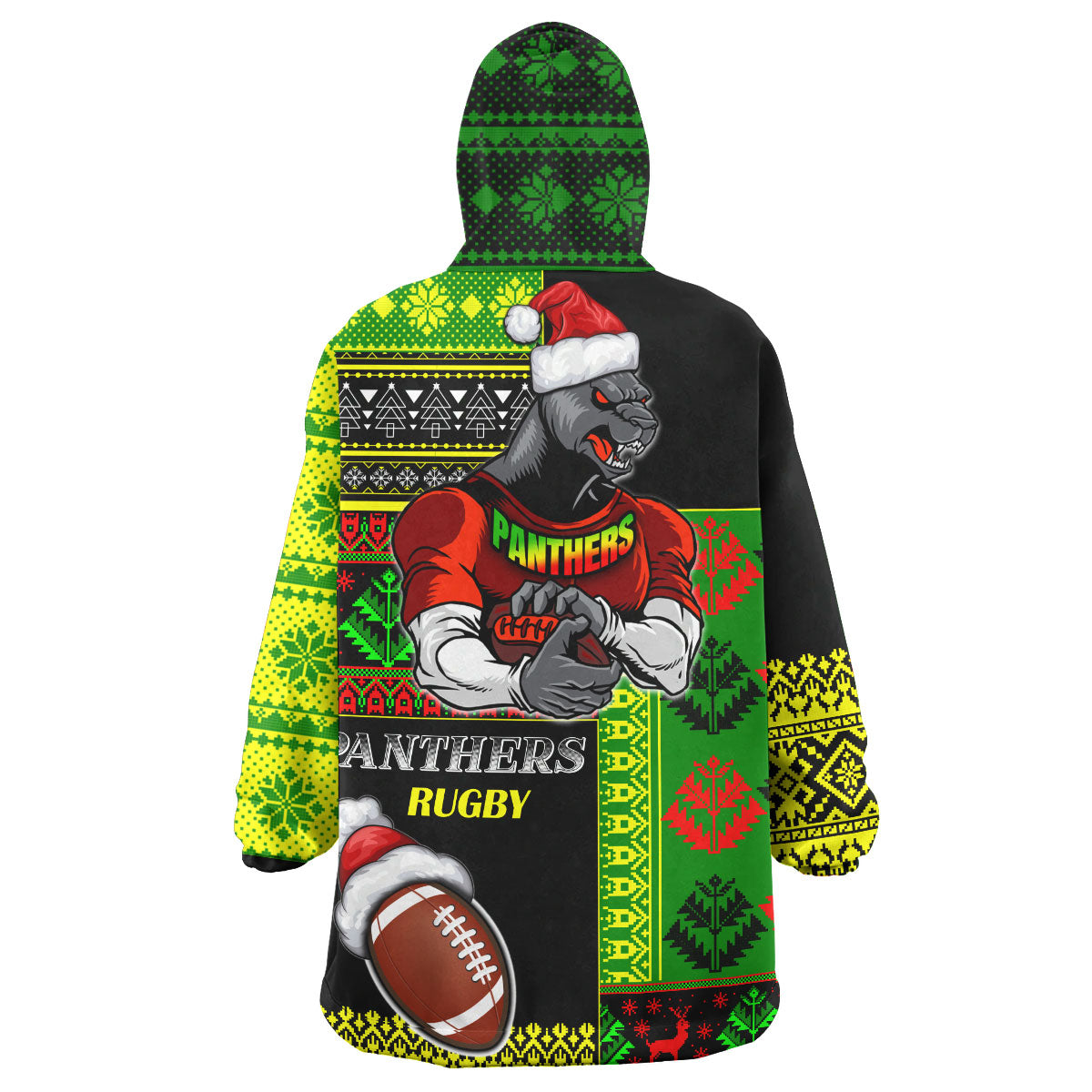 panthers-rugby-snug-hoodie-custom-christmas-snowflakes-panthers-mascot-wearable-blanket-hoodie