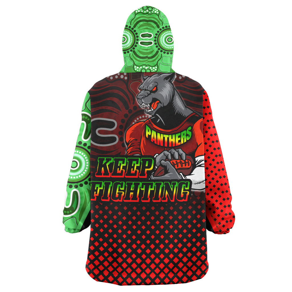 panthers-rugby-snug-hoodie-custom-panthers-keep-fighting-aboriginal-patterns-oodie-blanket
