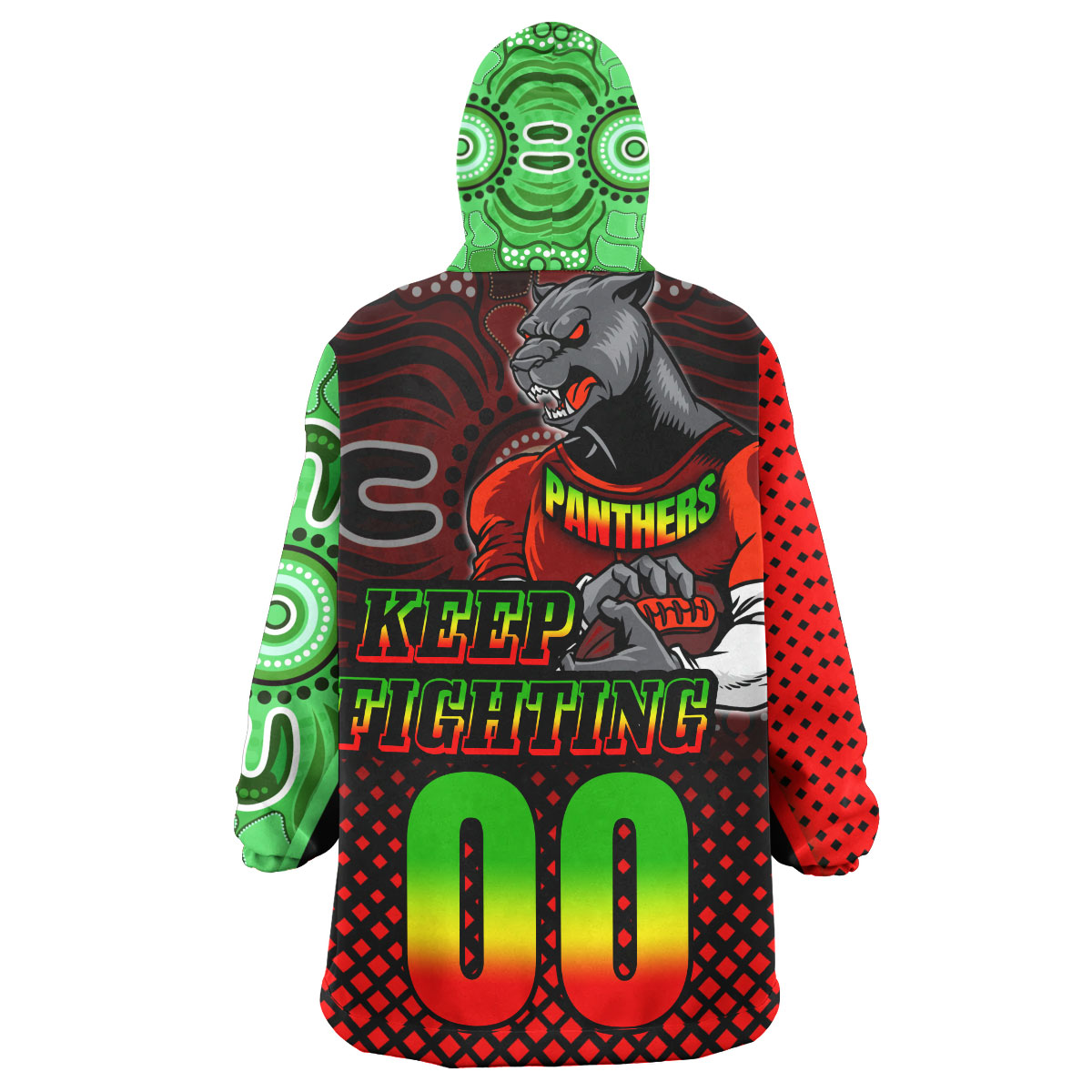 panthers-rugby-snug-hoodie-custom-panthers-keep-fighting-aboriginal-patterns-oodie-blanket