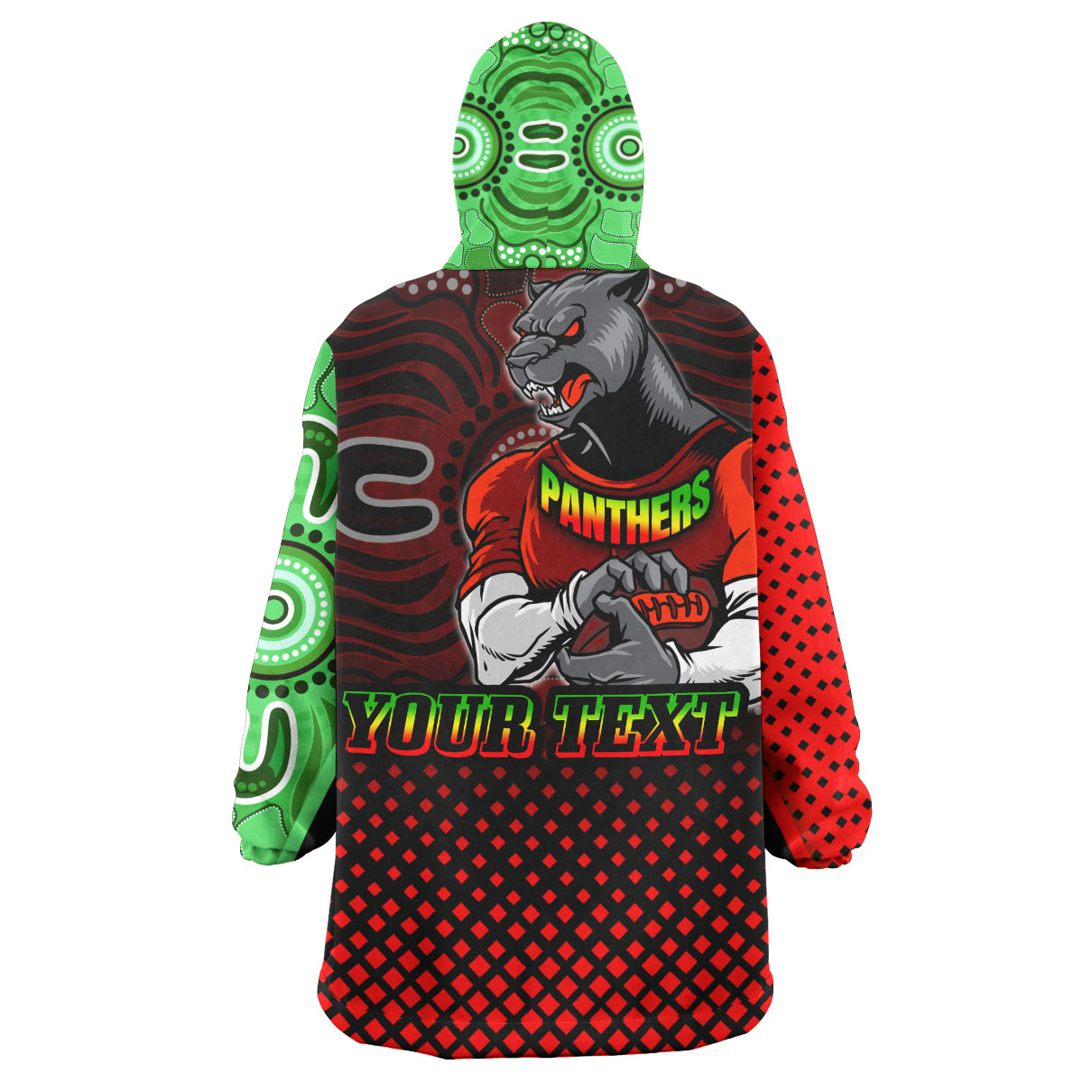 panthers-rugby-snug-hoodie-custom-panthers-keep-fighting-aboriginal-patterns-oodie-blanket