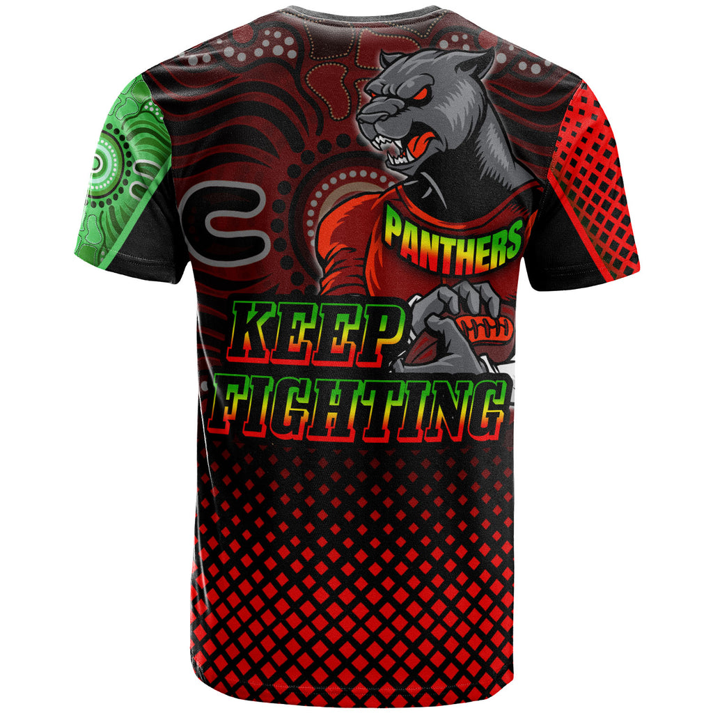 panthers-rugby-t-shirt-custom-panthers-keep-fighting-aboriginal-patterns-t-shirt