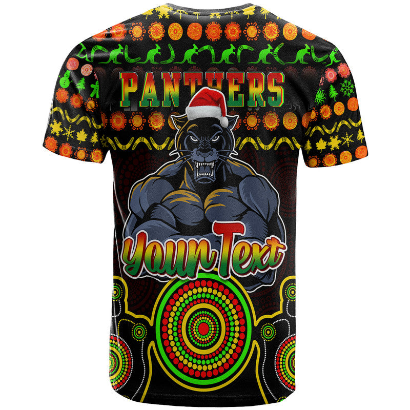 custom-personalised-panthers-christmas-vibe-with-aboriginal-dot-panting-style-t-shirt