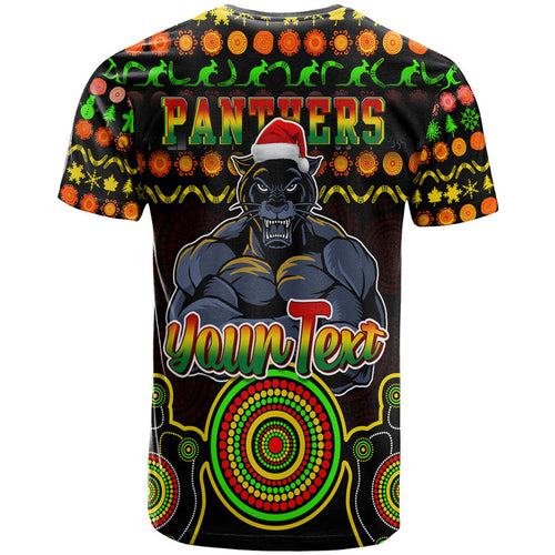 custom-personalised-panthers-christmas-vibe-with-aboriginal-dot-panting-style-t-shirt