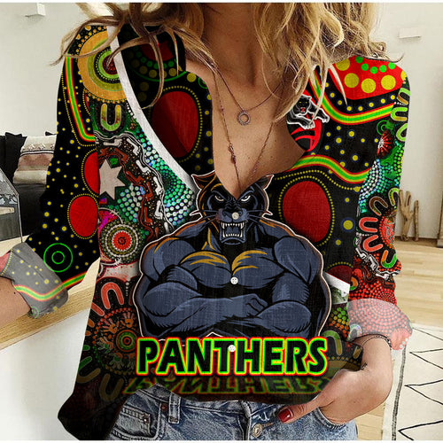 custom-personalised-penrith-panthers-women-casual-shirt-strong-panthers-legend-with-special-aboriginal-style
