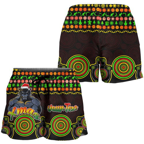 custom-personalised-panthers-christmas-vibe-with-aboriginal-dot-panting-style-women-short