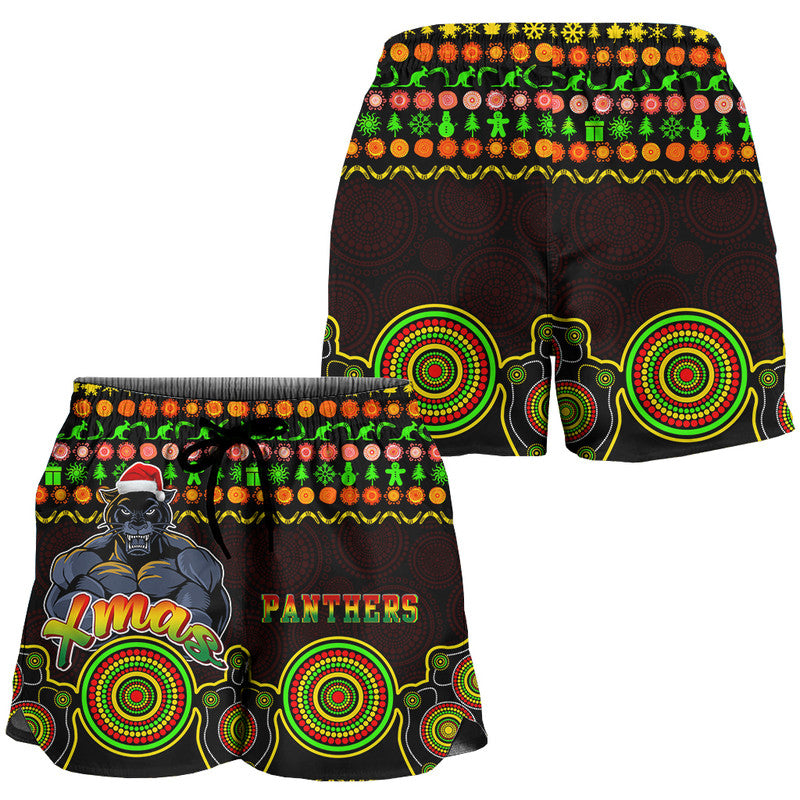 panthers-christmas-vibe-with-aboriginal-dot-panting-style-women-short