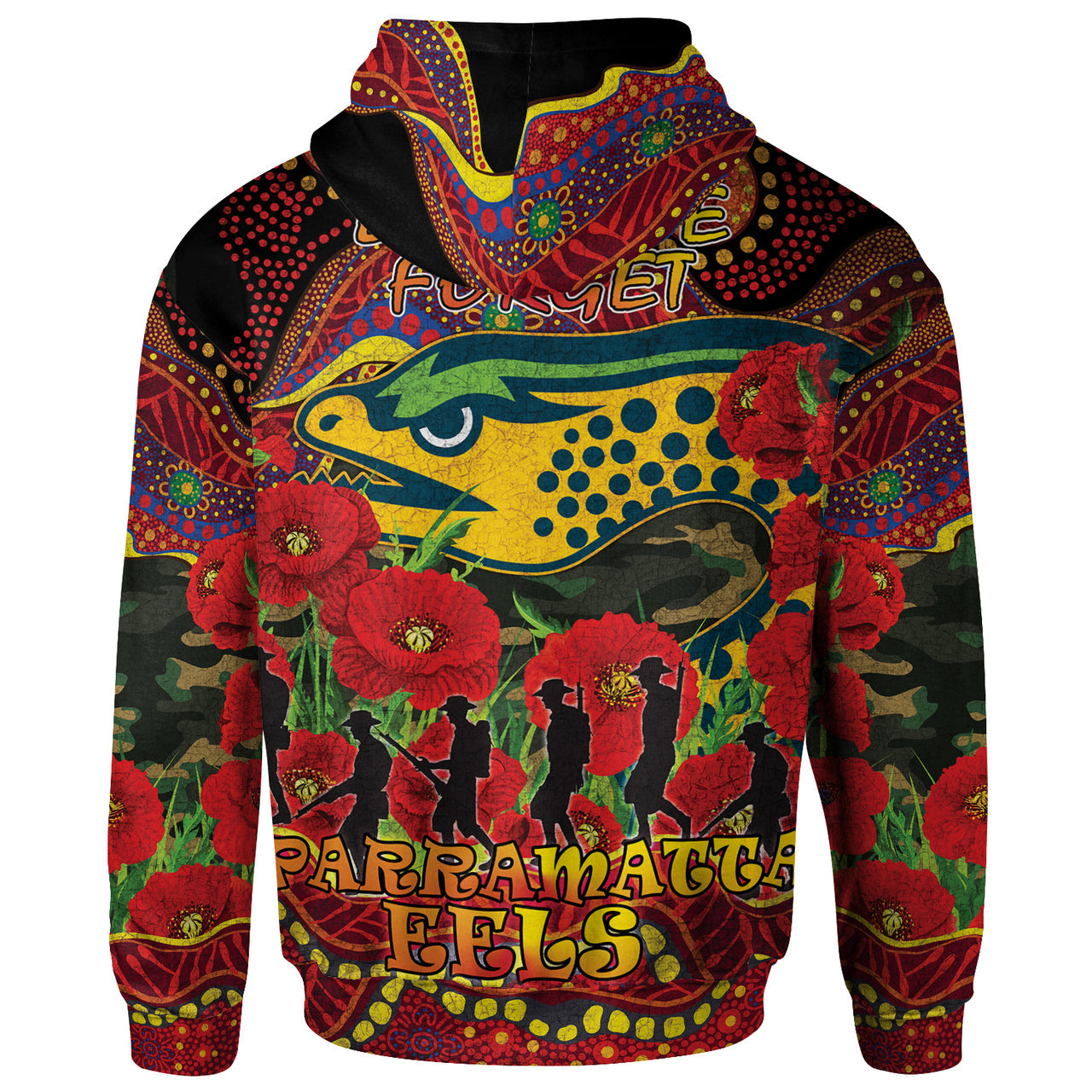 parramatta-eels-rugby-aboriginal-anzac-day-custom-hoodie-lest-we-forget-eels-with-poppy-flower