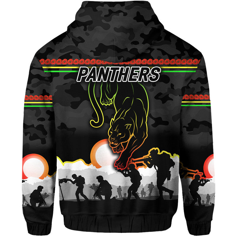 Penrith Panthers ANZAC 2022 Zip Up And Pullover Hoodie Simple Style - Black LT8