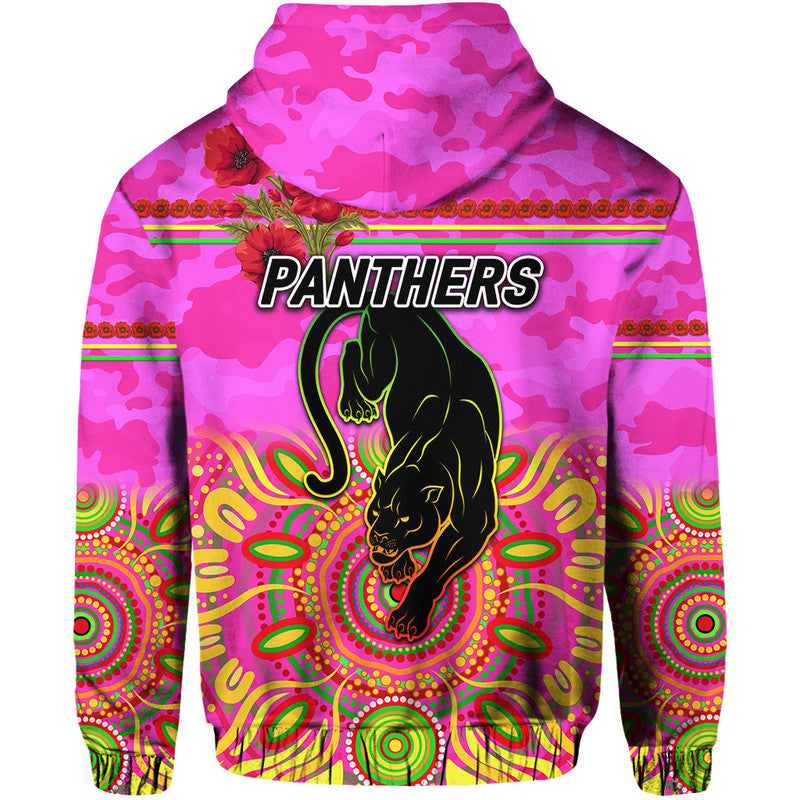 Penrith Panthers ANZAC 2022 Zip Up And Pullover Hoodie Indigenous Vibes - Pink LT8