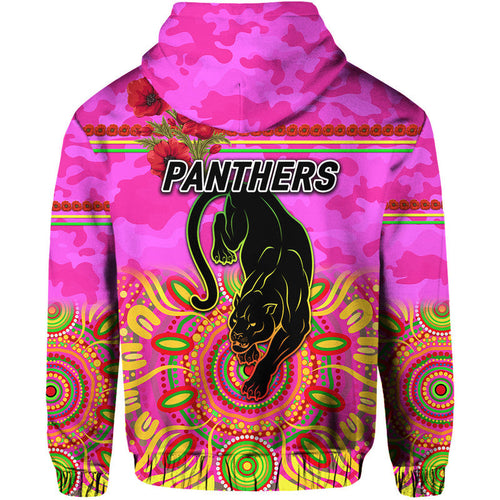 Penrith Panthers ANZAC 2022 Zip Up And Pullover Hoodie Indigenous Vibes - Pink LT8
