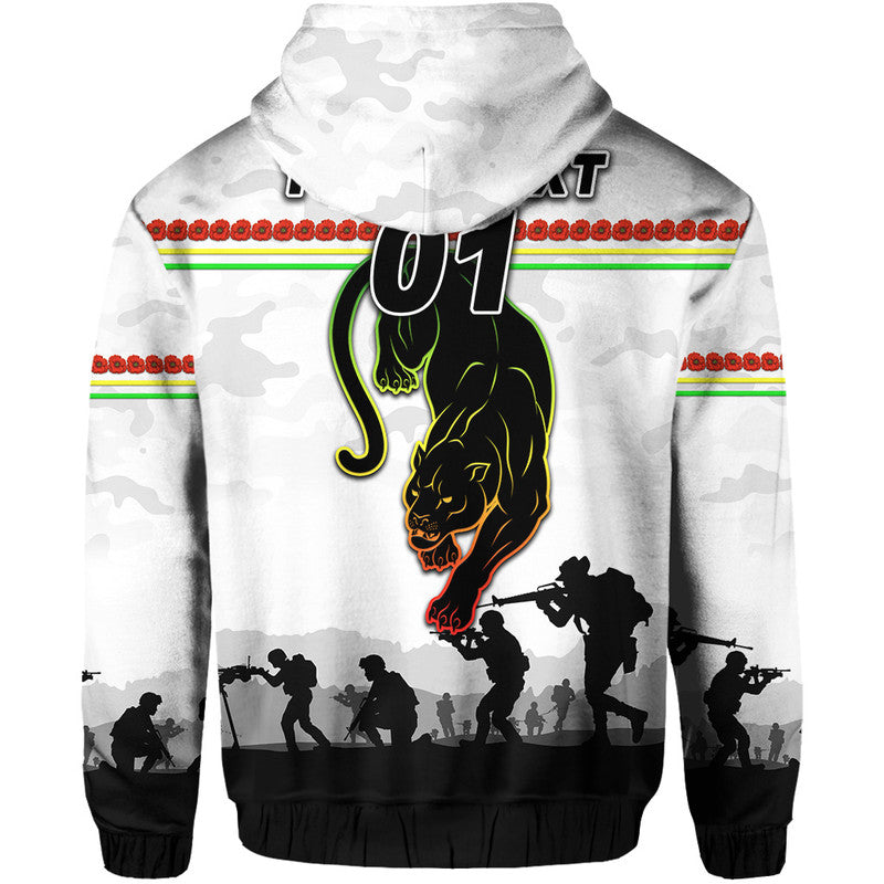 (Custom Personalised) Penrith Panthers ANZAC 2022 Zip Up And Pullover Hoodie Simple Style - White LT8