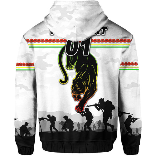 (Custom Personalised) Penrith Panthers ANZAC 2022 Zip Up And Pullover Hoodie Simple Style - White LT8