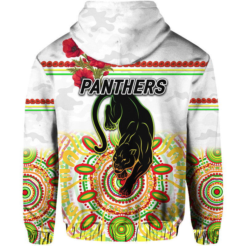 Penrith Panthers ANZAC 2022 Zip Up And Pullover Hoodie Indigenous Vibes - White LT8