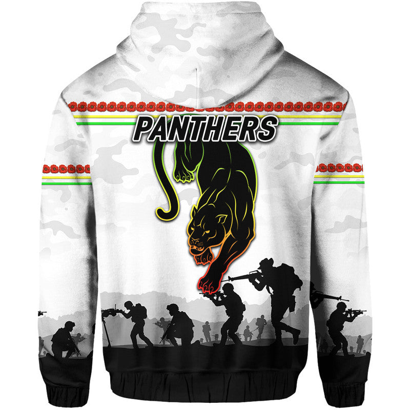 Penrith Panthers ANZAC 2022 Zip Up And Pullover Hoodie Simple Style - White LT8