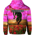 Penrith Panthers ANZAC 2022 Zip Up And Pullover Hoodie Poppy Flowers Vibes - Pink LT8