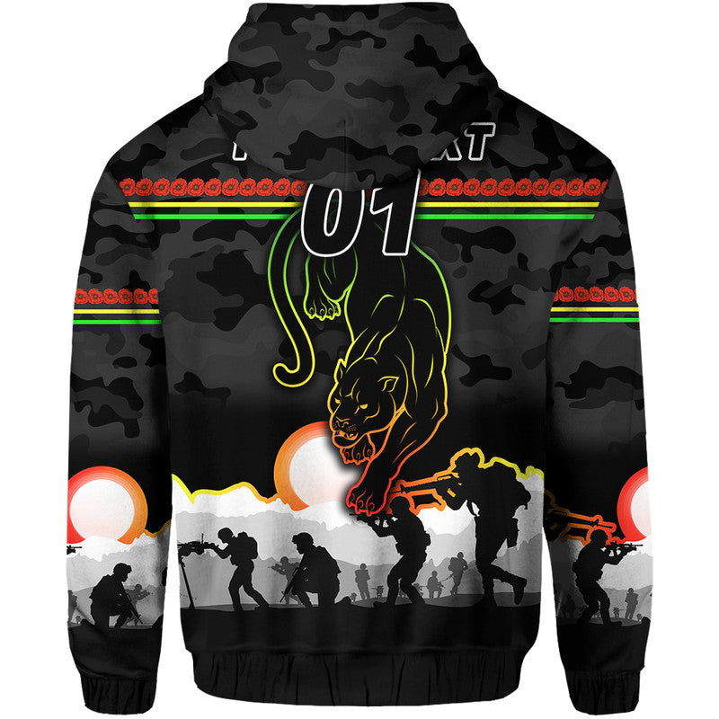 (Custom Personalised) Penrith Panthers ANZAC 2022 Zip Up And Pullover Hoodie Simple Style - Black LT8