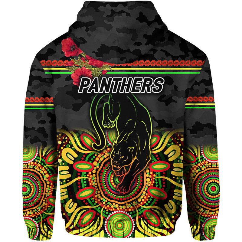 Penrith Panthers ANZAC 2022 Zip Up And Pullover Hoodie Indigenous Vibes - Black LT8