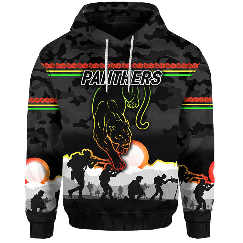 Penrith Panthers ANZAC 2022 Zip Up And Pullover Hoodie Simple Style - Black LT8