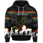 Penrith Panthers ANZAC 2022 Zip Up And Pullover Hoodie Simple Style - Black LT8