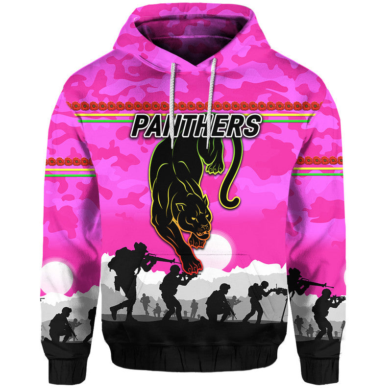Penrith Panthers ANZAC 2022 Zip Up And Pullover Hoodie Simple Style - Pink LT8