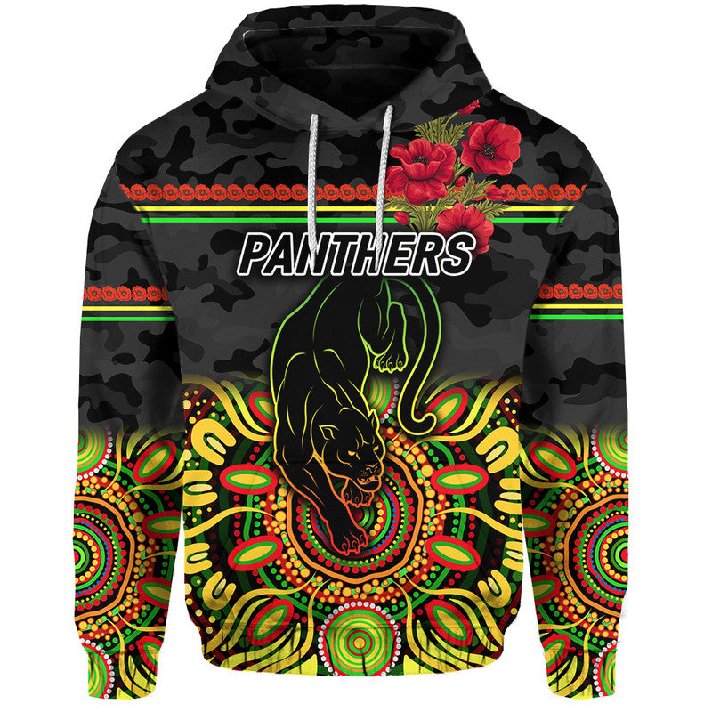 (Custom Personalised) Penrith Panthers ANZAC 2022 Zip Up And Pullover Hoodie Poppy Flowers Vibes - White LT8