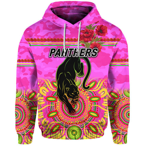 Penrith Panthers ANZAC 2022 Zip Up And Pullover Hoodie Indigenous Vibes - Pink LT8