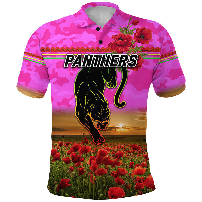 custom-personalised-panthers-anzac-polo-shirt-poppy-flowers-vibes-pink