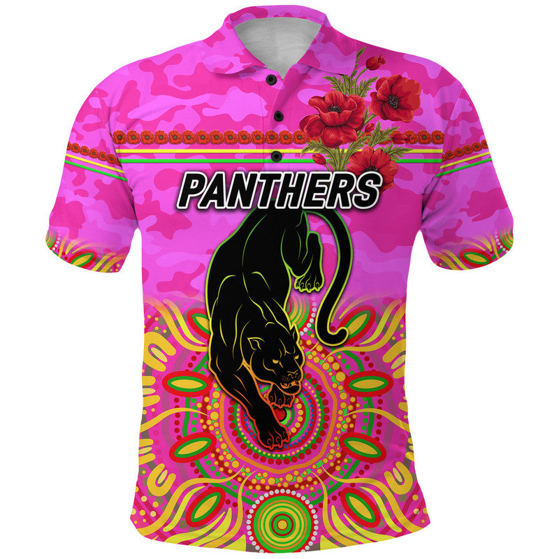 custom-personalised-penrith-panthers-anzac-2022-polo-shirt-indigenous-vibes-pink
