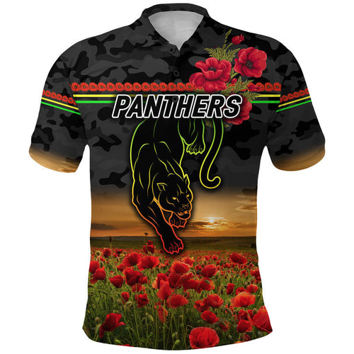 custom-personalised-panthers-anzac-polo-shirt-poppy-flowers-vibes-black
