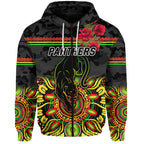 (Custom Personalised) Penrith Panthers ANZAC 2022 Zip Up And Pullover Hoodie Poppy Flowers Vibes - White LT8