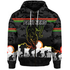 (Custom Personalised) Penrith Panthers ANZAC 2022 Zip Up And Pullover Hoodie Simple Style - Black LT8
