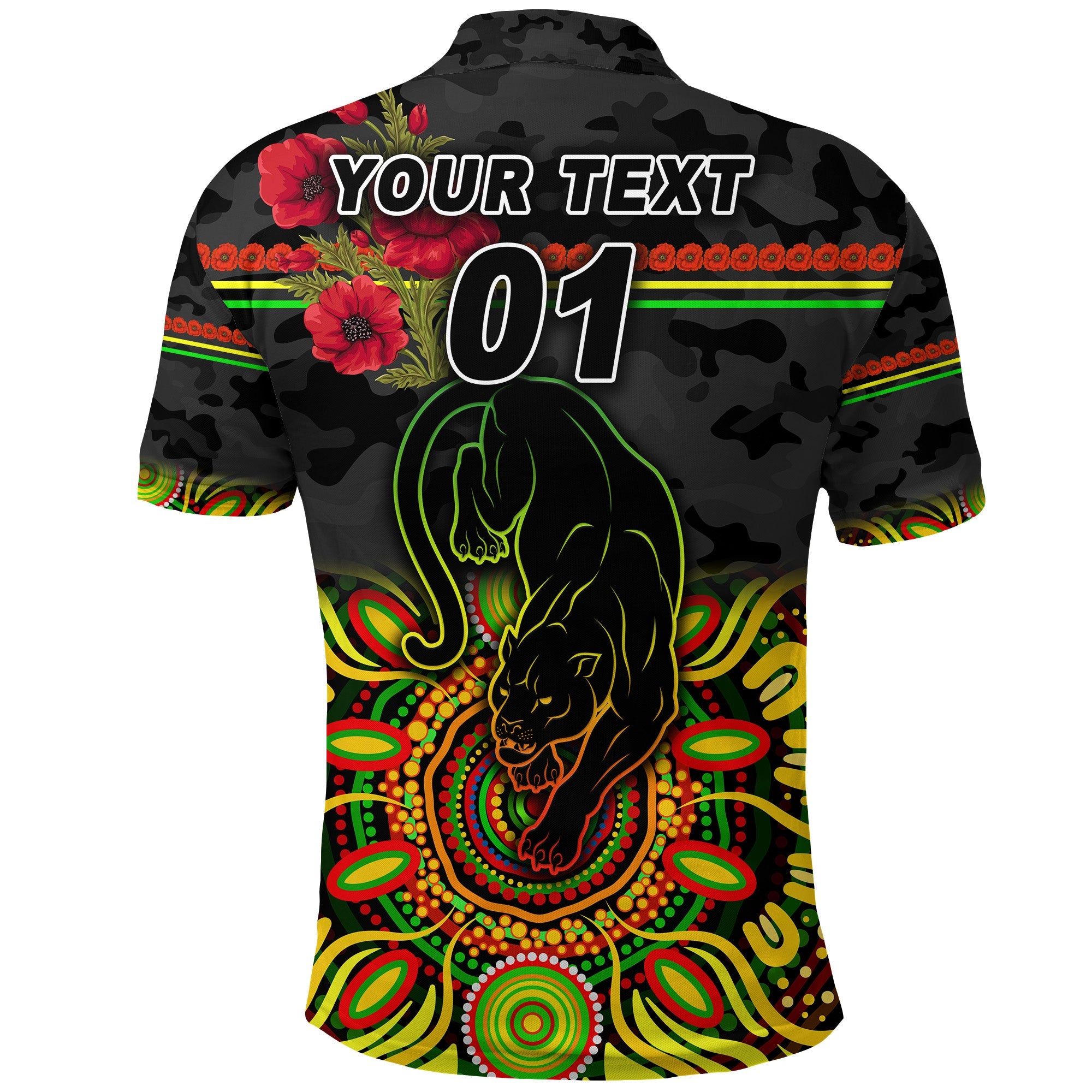 custom-personalised-penrith-panthers-anzac-2022-polo-shirt-poppy-flowers-vibes-white