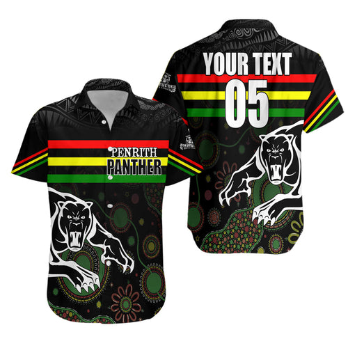 custom-personalised-penrith-black-panther-hawaiian-shirt-aboriginal-art-with-abstract-pattern