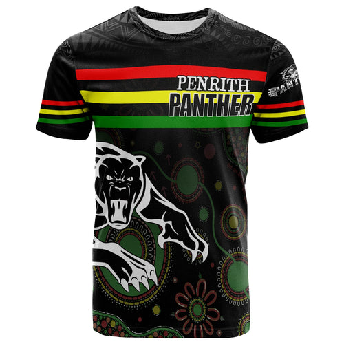 custom-personalised-penrith-black-panther-t-shirt-aboriginal-art-with-abstract-pattern