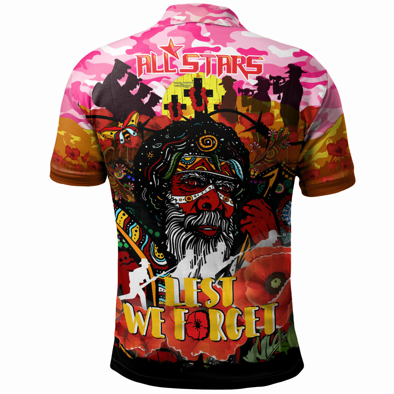 all-stars-rugby-anzac-lest-we-forget-polo-shirt-custom-indigenous-anzac-dreaming-with-camouflage-and-poppy-flower