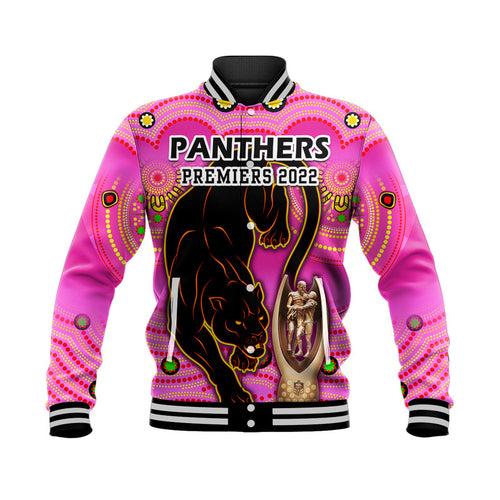 custom-personalised-penrith-panthers-rugby-baseball-jacket-pink-crouching-panther-premiers-2022