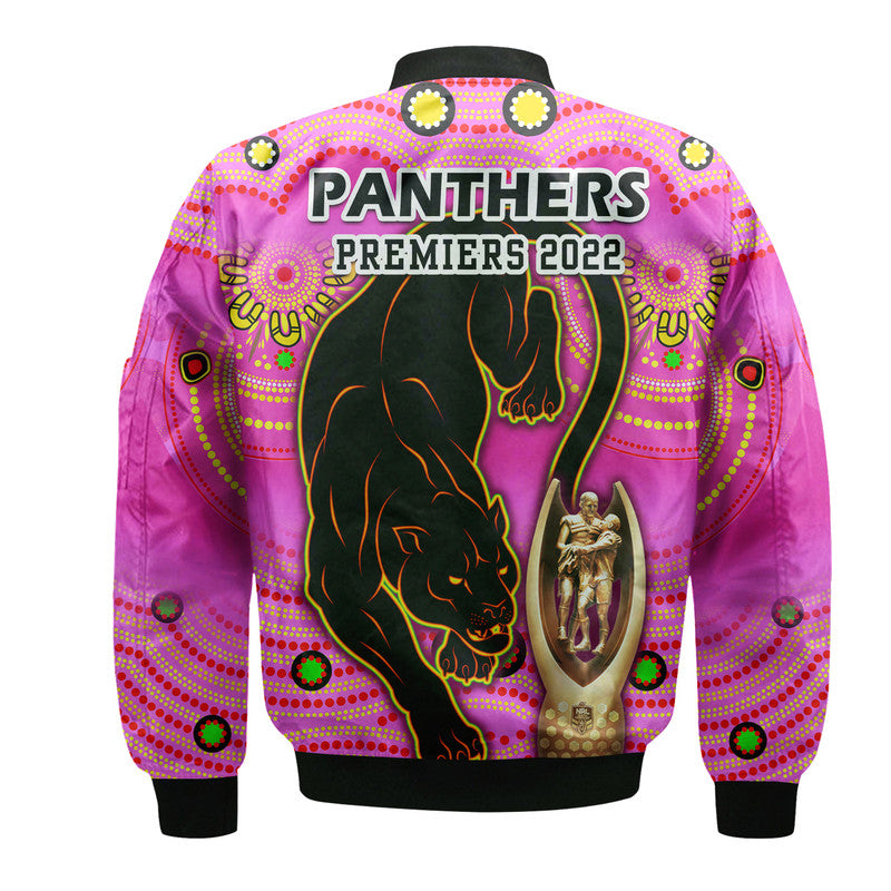 penrith-panthers-rugby-bomber-jacket-pink-crouching-panther-premiers-2022