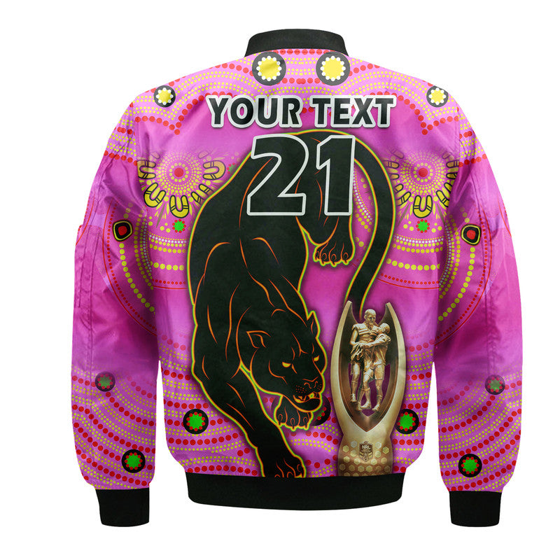 custom-personalised-penrith-panthers-rugby-bomber-jacket-pink-crouching-panther-premiers-2022