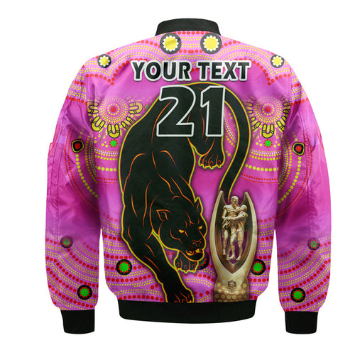 custom-personalised-penrith-panthers-rugby-bomber-jacket-pink-crouching-panther-premiers-2022
