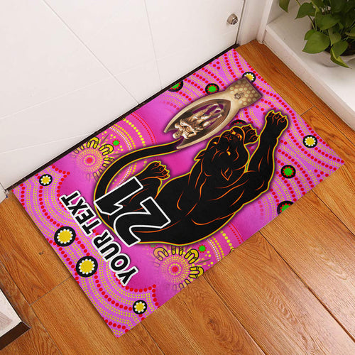 custom-personalised-penrith-panthers-rugby-door-mat-pink-crouching-panther-premiers-2022