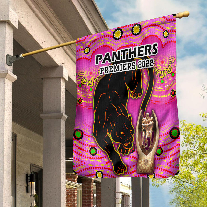 penrith-panthers-rugby-flag-pink-crouching-panther-premiers-2022