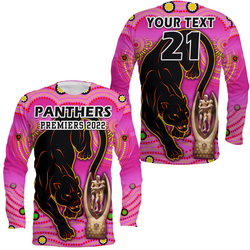 custom-personalised-penrith-panthers-rugby-long-sleeve-shirt-pink-crouching-panther-premiers-2022